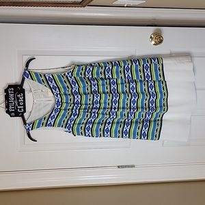 Pink Owl Apparel Mini Dress Medium Sleeveless New Blue White Green Yellow